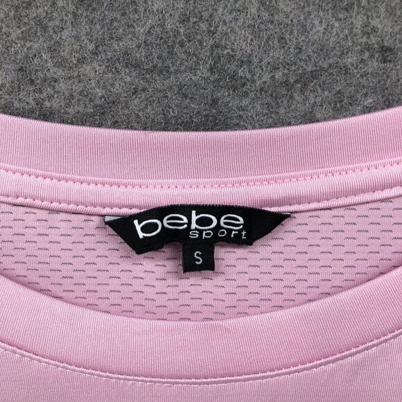 BEBE Sport Active T Shirt Womens S Oversized Short Sleeve Pink Logo Ventilated - Picture 5 of 7